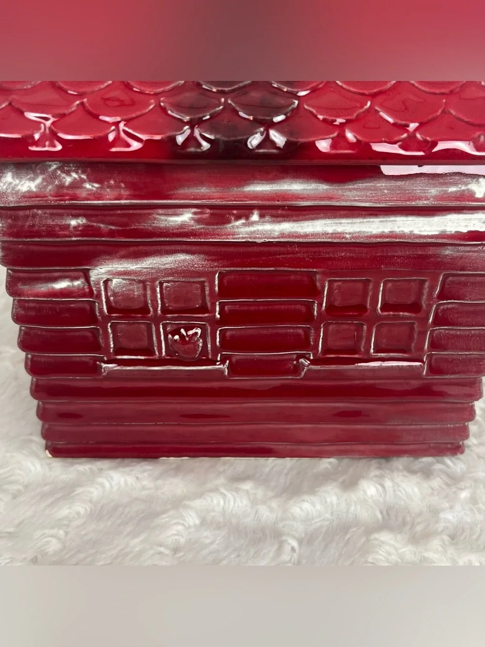 Rare Vintage Lil Red Schoolhouse Cookie Jar Ceramic Americana Primitive Rustic